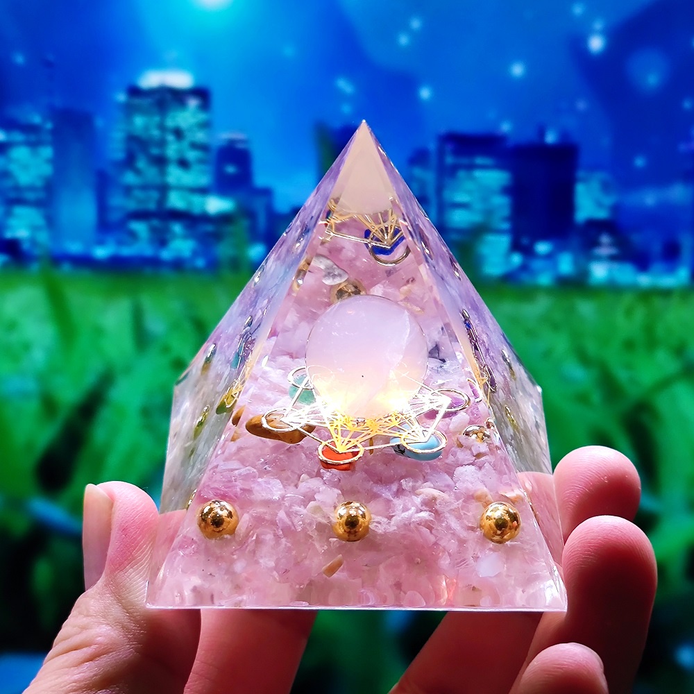 50mm Crystals Orgone Pyramid Energy Generator Natural Amethyst Peridot Reiki Chakra Meditation Tool 