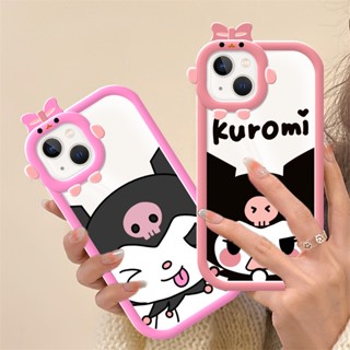 เคสโทรศัพท์มือถือ แบบนิ่ม ลาย Kuromi ประดับโบว์ สําหรับ OPPO A15 A12E A15S A16 A16s A31 A53 A54 A55 A57 A3S A72 A74 A8 A9 A5 2020 A96