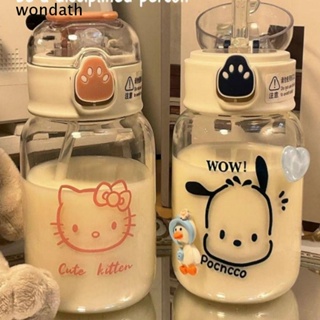 Wonda ขวดน้ําดื่ม ลายการ์ตูนอนิเมะ Kuromi Cinnamoroll พร้อมหลอดดูด กันรั่ว แบบพกพา สําหรับเด็กผู้ชาย และผู้หญิง