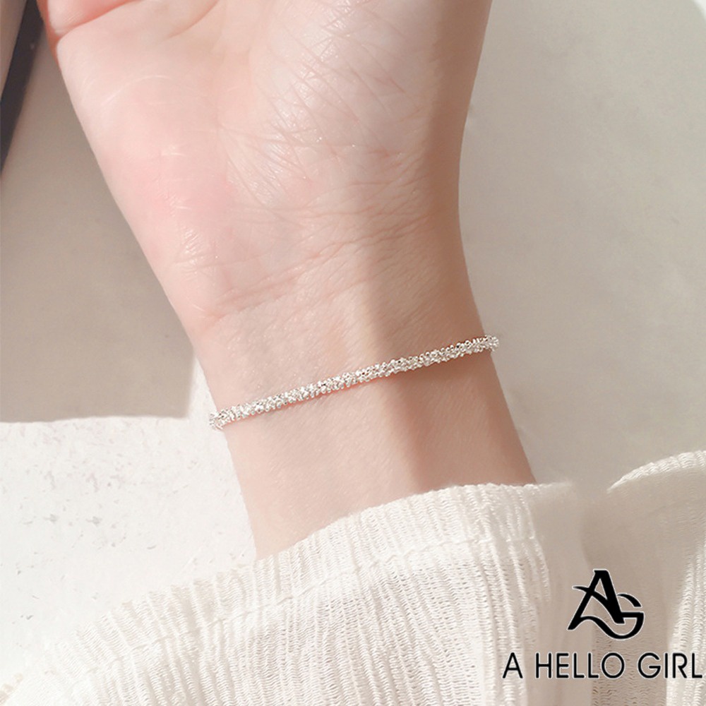 A HELLO GIRL สร้อยข้อมือ กําไลข้อมือเงินแท้ เกรด 925 จี้รูปดาวยิปโซ เหมาะกับของขวัญวันครบรอบ สําหรับผู้หญิง