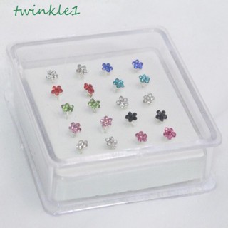 Twinkle1 แหวนสเตนเลส รูปดอกไม้ สีเงิน สวยงาม เครื่องประดับ สําหรับจมูก