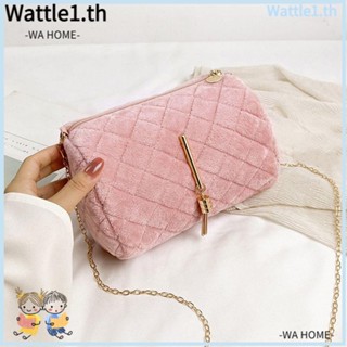 Wttle กระเป๋าสะพายไหล่ กระเป๋าถือ ประดับขนปุย สีพื้น สําหรับสตรี