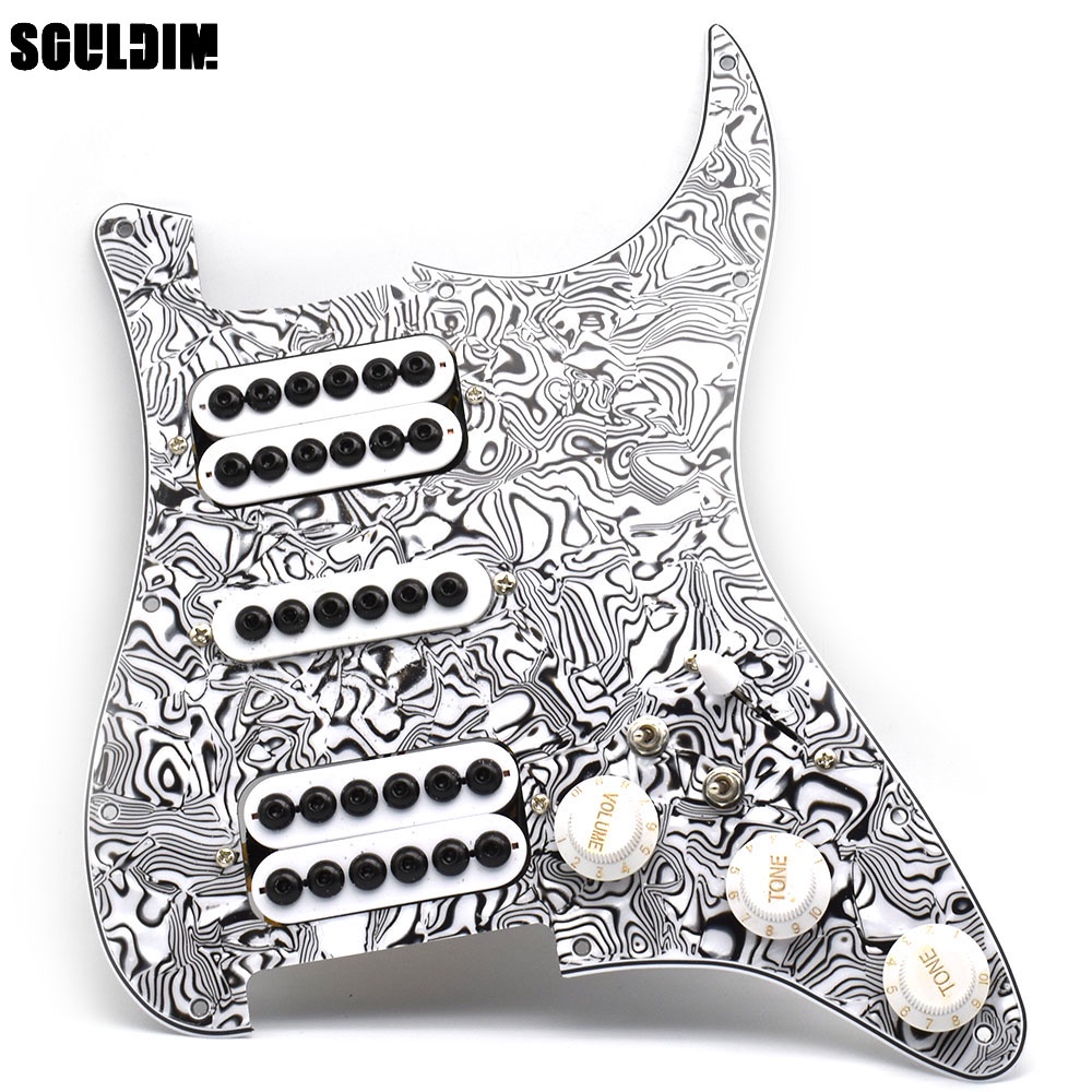 Hsh Coil Splitting กีตาร์ไฟฟ้า Pickguard ร่มใหญ่ปรับสกรู Prewired Scratchplate Assembly สีขาว