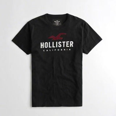 คลังสินค้าพร้อม Hollister Mens Summer Loose Tee HCO & Seagull Print 100% Cotton Casual Oversize Shor