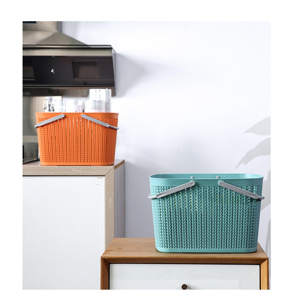 GlobalHouse GOME ตะกร้าอเนกประสงค์มีหูหิ้ว รุ่น Woven 2101 ขนาด 23×32.5×21ซม. สีเขียว สินค้าของแท้คุณภาพดี