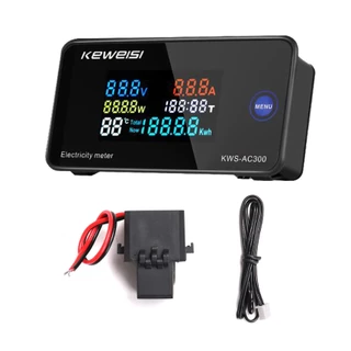 KWS - AC300 มิเตอร์ วัดไฟ Digital 7 in 1 AC 100A 50-300V วัดพลังงาน Watt Kwh Volt Amp LCD สี Solar cell มีประกัน [ MT ]