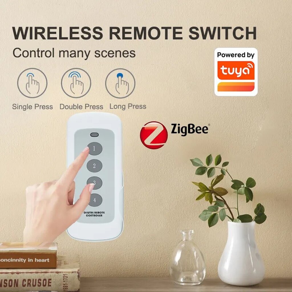 Tuya รีโมทไร้สายแบบใช้ถ่าน 4 ปุ่ม 12 แอคชั่น สัญญาณ Zigbee เอาไว้สั่ง Scene, Automation Scene Remote
