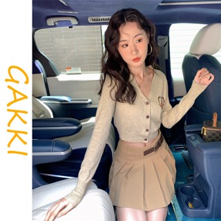 GAKKI เสื้อยืดสเวตเตอร์คอกลมแขนยาวผู้หญิทรงสลิม ผ้านิ่มใส่สบ…