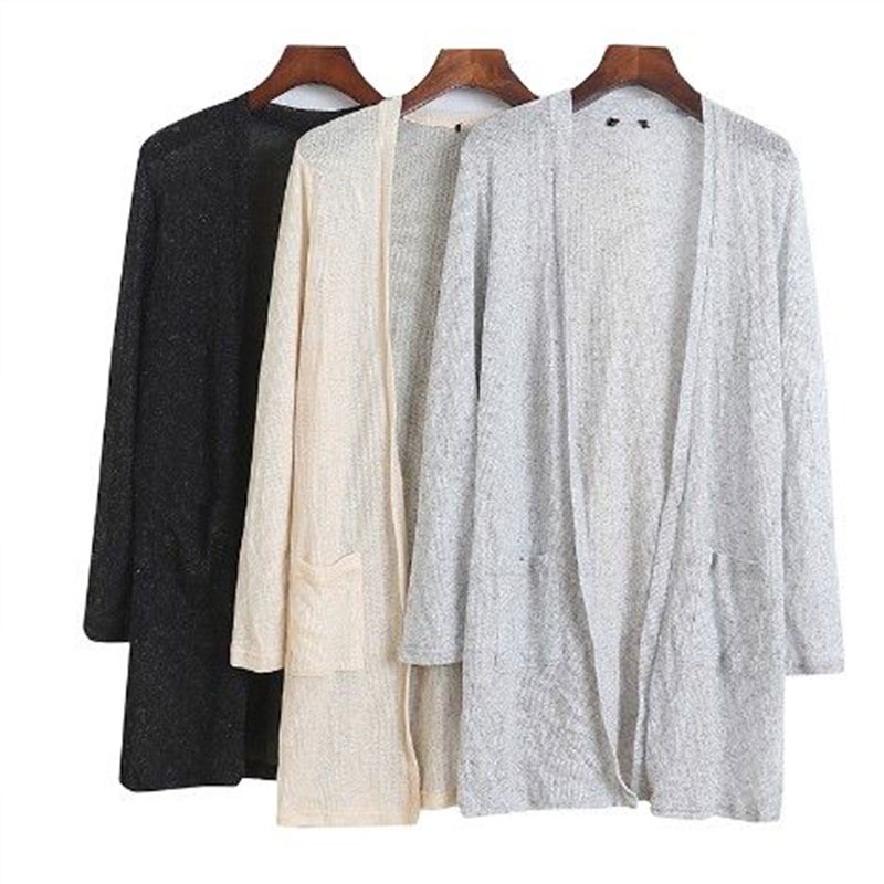 พร้อมส่ง เสื้อเเขนยาวหลวมคาร์ดิเกนผ้านิ่ม ใส่สบาย ใส่ทำงานในออฟฟิศ