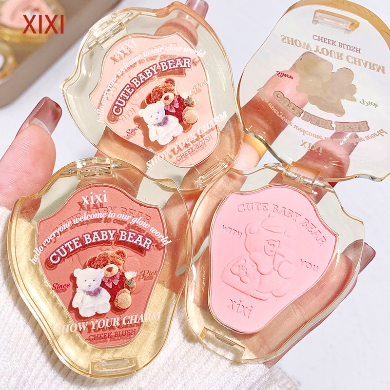 Xixi บลัชออนปัดแก้ม สีนู้ดธรรมชาติ คอนทัวร์ สีม่วงพีช เนื้อแมตต์ สีแดง