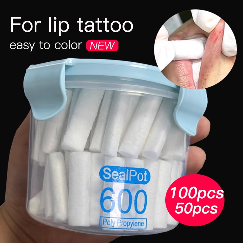 【พร้อมส่งใน 24 ชั่วโมง】แท่งผ้าฝ้ายสักปากถาวร แบบใช้แล้วทิ้ง 100 ชิ้น