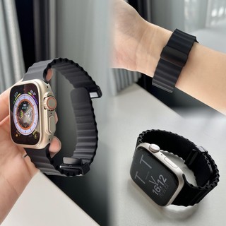 สายซิลิโคนแม่เหล็กสําหรับ apple watch series 10 46 มม.42 มม.Ultra 2/1 49 มม.Iwatch sport Silcioneนาฬิกา 49mm45 มม.41 มม.44 มม.