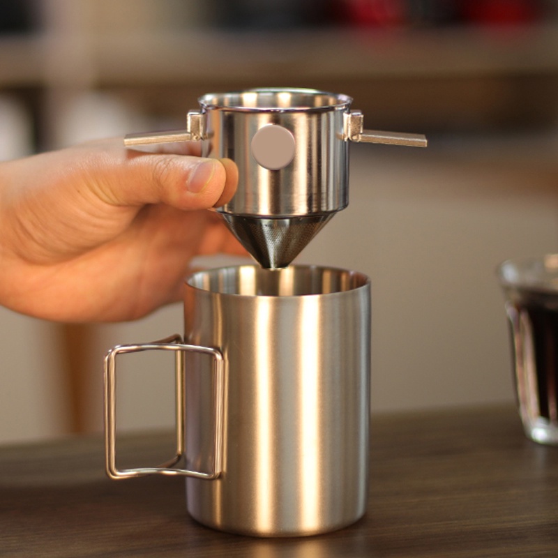 ที่กรองกาแฟ สเตนเลส 304 แบบพกพา - ถ้วยกาแฟ ไร้กระดาษ พร้อมที่กรอง แบบล้างมือ - เครื่องชงกาแฟ สะดวก และอุปกรณ์เสริม