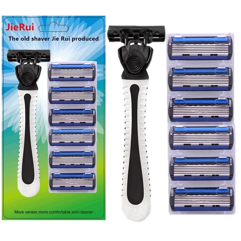 6 layer Shaving Manual Blade Men'S Shaver Replacement Blade Shaver Set Male Hand Shaver Blade Razor 