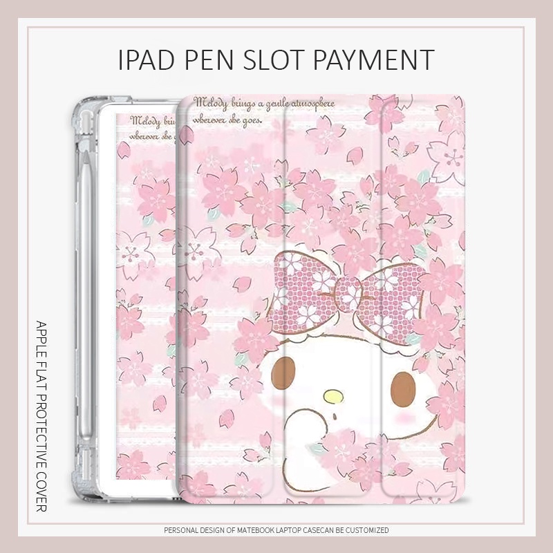 เคส ลายซากุระ เมโลดี้ พร้อมช่องใส่ปากกา สําหรับ ipad mini 1 2 3 4 5 6 ipad air 3 4 5 ipad pro 11 10.2 gen 7 8 9