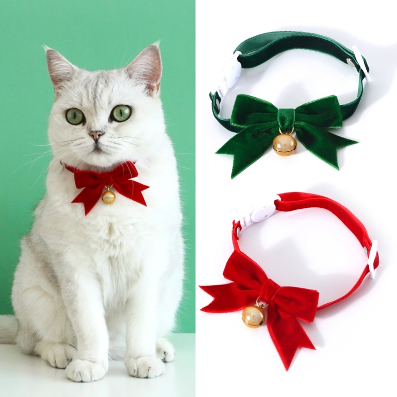 WELL 2PCS ปลอกคอแมวคริสต์มาส Party Wear ปลอกคอคอตกแต่ง Breakaway Pet Collar