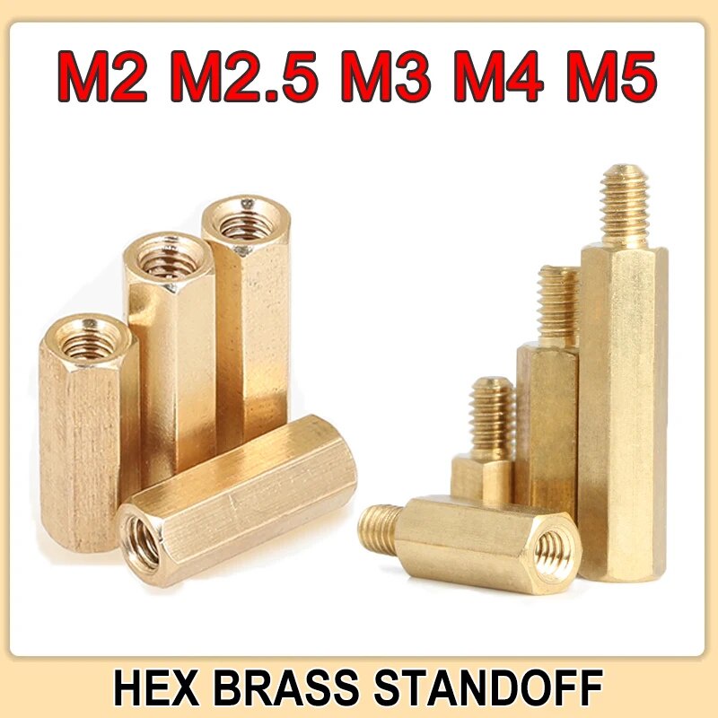 M2 M2.5 M3 M4 M5 Hexagonal Copper Standoff for PCB Circuit Boards and Computer Motherboards Threaded