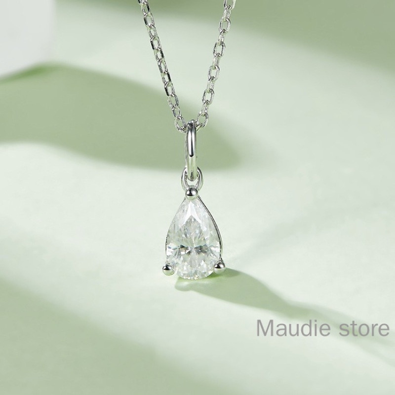 2ct จริง Moissanite สร้อยคอเพชร Drop Cut 1.0ct สร้อยคอผู้หญิงงานแต่งงาน Damond สร้อยคอ