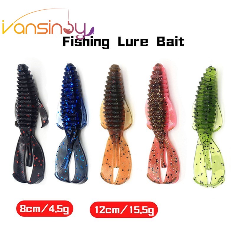 เหยื่อตกปลา รูปกุ้ง แบบยางนิ่ม ขนาด 8 ซม. 4.5 กรัม 12 ซม. 15.5 กรัม 1 ชิ้น