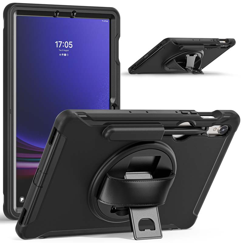 เคสโทรศัพท์มือถือ กันแตก พร้อมช่องใส่ปากกา และสายคล้องมือหมุนได้ สําหรับ Samsung Galaxy Tab S9 FE 5G SM-X515 X510 X710 X716 X718 S8 X700 X706 S7 T870 T876 T875 case S9FE cover