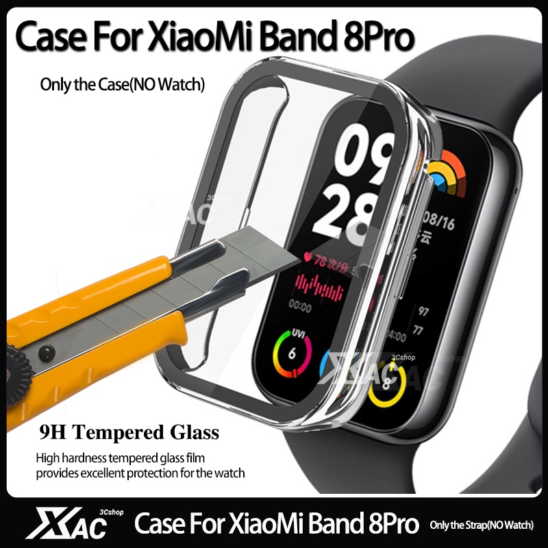 กระจกนิรภัย + ฝาครอบ PC สําหรับ Xiaomi Mi Band 8 Pro เคสกันชน ป้องกันเต็มรูปแบบ สําหรับ Mi 8Pro อุปกรณ์เสริมป้องกันหน้าจอ