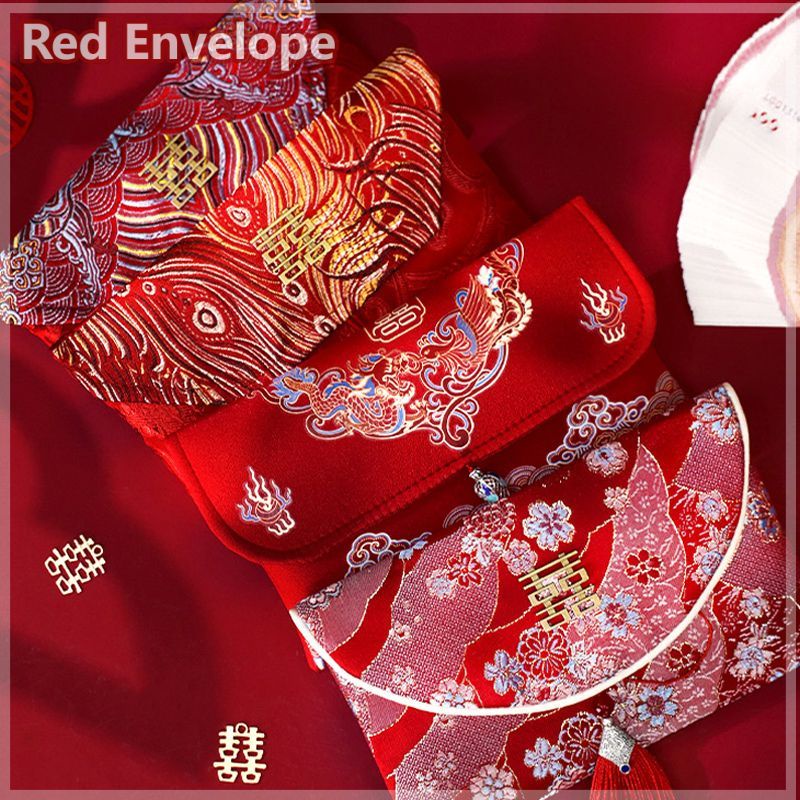 ซองจดหมาย แฮนด์เมด สีแดง คุณภาพสูง สําหรับใส่ของขวัญแต่งงาน ปีใหม่ 2024