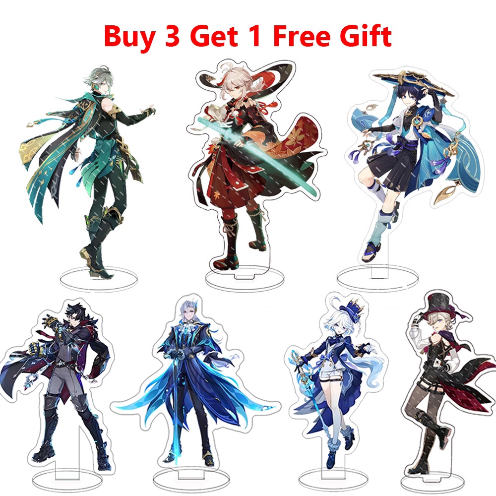 (ซื้อ 3 แถมฟรี) Genshin Impact สแตนดี้อะคริลิค ลายอนิเมะ Xiao Lyney Scaramouche Hutao RAIDEN SHOGUN YAE MIKO KAMISATO AYATO Zhongli พร้อมส่ง QNMB