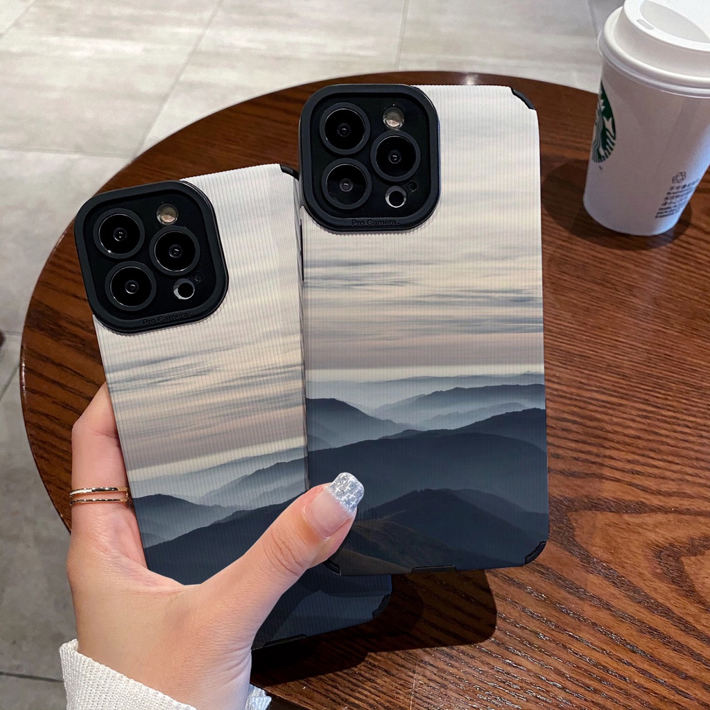 เคสโทรศัพท์มือถือซิลิโคน ลายภูเขา พร้อมรีโมต สําหรับ Iphone 11 Xr 13 14 15Promax 7 8plus