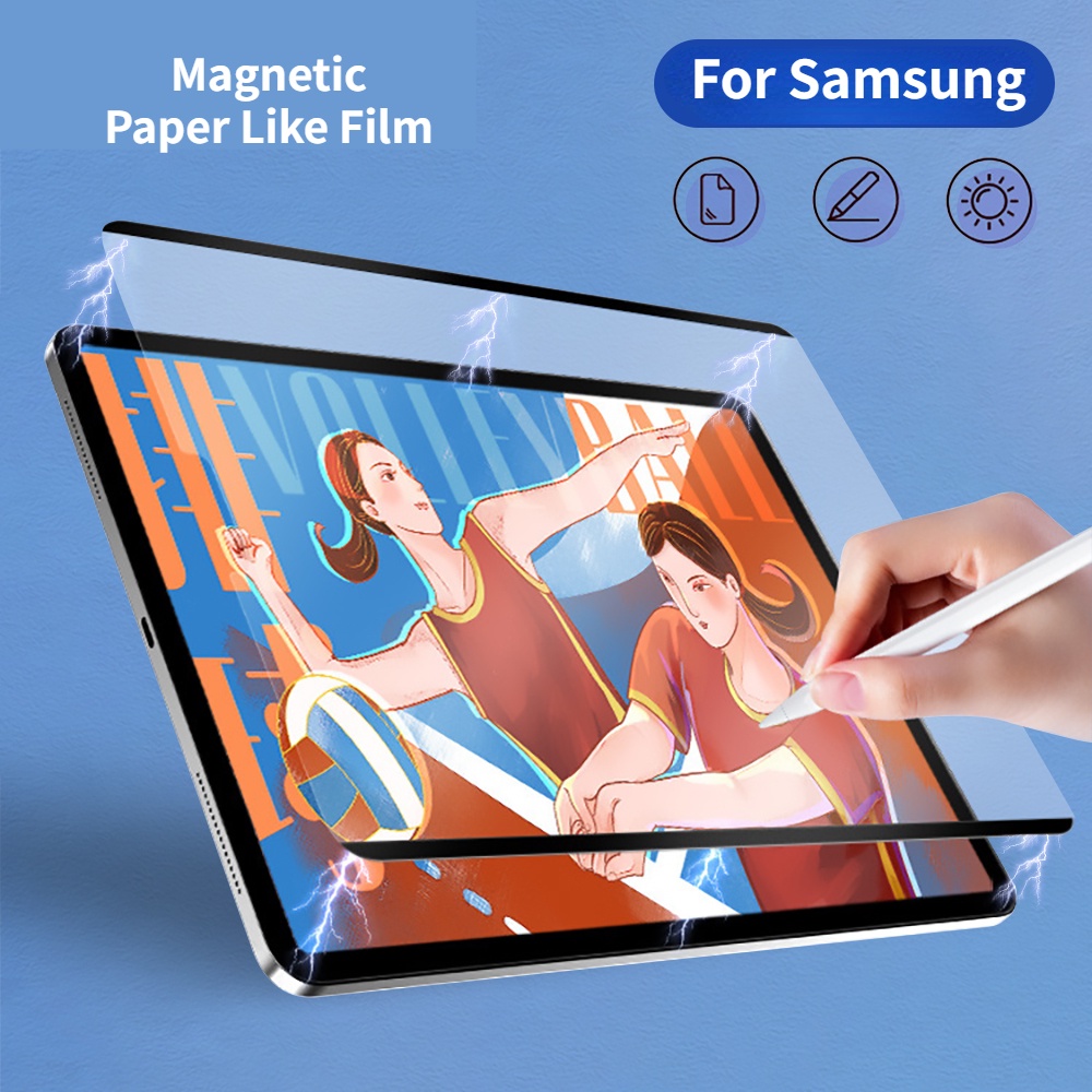 กระดาษกันรอยหน้าจอ สําหรับ Samsung Galaxy Tab S9 FE S9+ A9 Plus a7 S8 S7 A8 S6 Lite S9FE+ SM-X610 X616B ​ฟิล์มเขียนแม่เหล็ก
