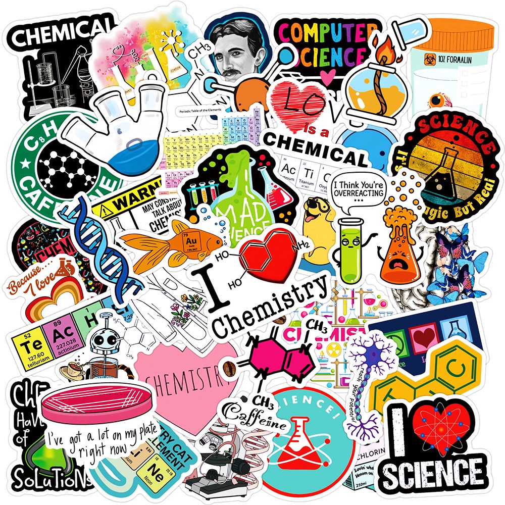 สติ๊กเกอร์ Fun Science & Chemical Laboratory Series 04 50 ชิ้น/เซ็ตแฟชั่น DIY สติ๊กเกอร์กันน้ํา Doodle สติ๊กเกอร์
