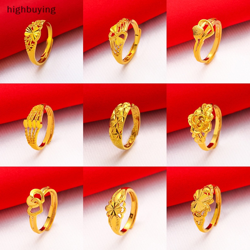 [highbuying] แหวนแต่งงาน ชุบทอง เปิดปรับได้ ลายดอกไม้ นําโชค เครื่องประดับเจ้าสาว สําหรับผู้หญิง สินค้าใหม่