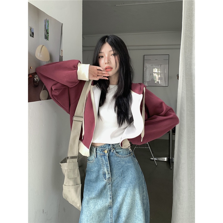 ส่งไวจากไทย SELLDA M-2XL เสื้อฮู้ด เรียบๆ แขนยาว เกาหลี ผู้หญิง