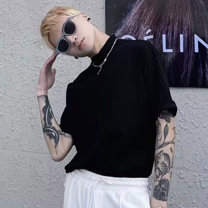 Ins Youth เสื้อยืด คอสูง แขนห้าส่วน สไตล์เมือง อินเทรนด์ สตรีท แฟชั่นฤดูร้อน สําหรับผู้ชาย