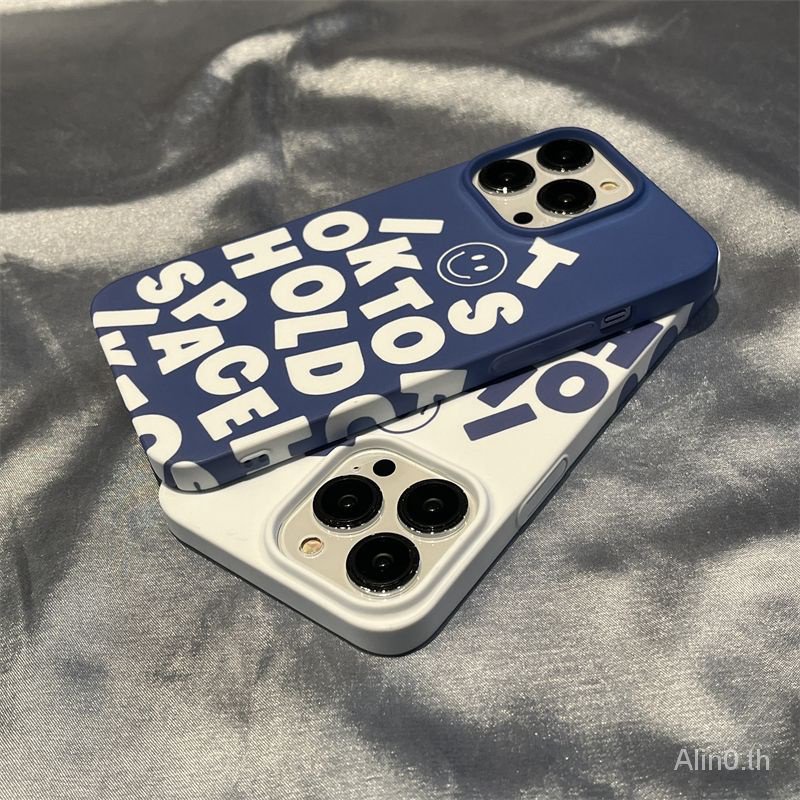 เคสโทรศัพท์มือถือแบบแข็ง กันกระแทก ลายหน้ายิ้มภาษาอังกฤษ เรียบง่าย สําหรับ iPhone 7 8 plus x xs xr xsmax 11 12 13 14 15 Pro max mini