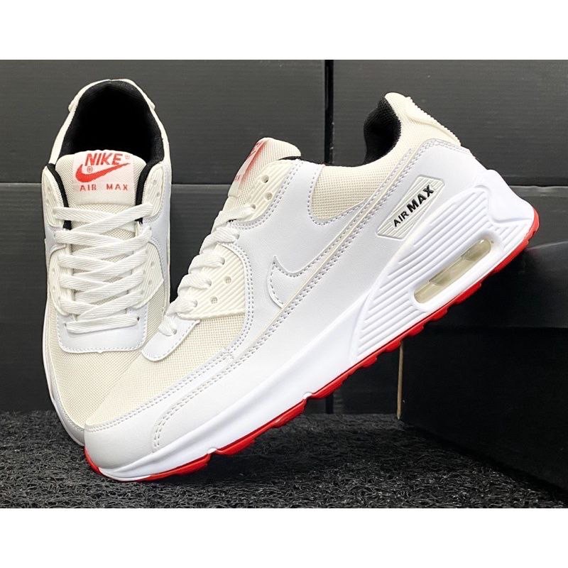 NIKE AIR MAX 90 ALL WHITE RED