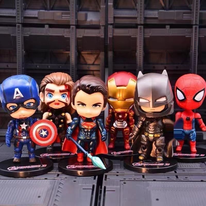 ตุ๊กตาฟิกเกอร์ Avengers Alliance Spider Man Bat Iron Man Captain America แฮนด์เมด สําหรับตกแต่งเค้ก 6 ชิ้น