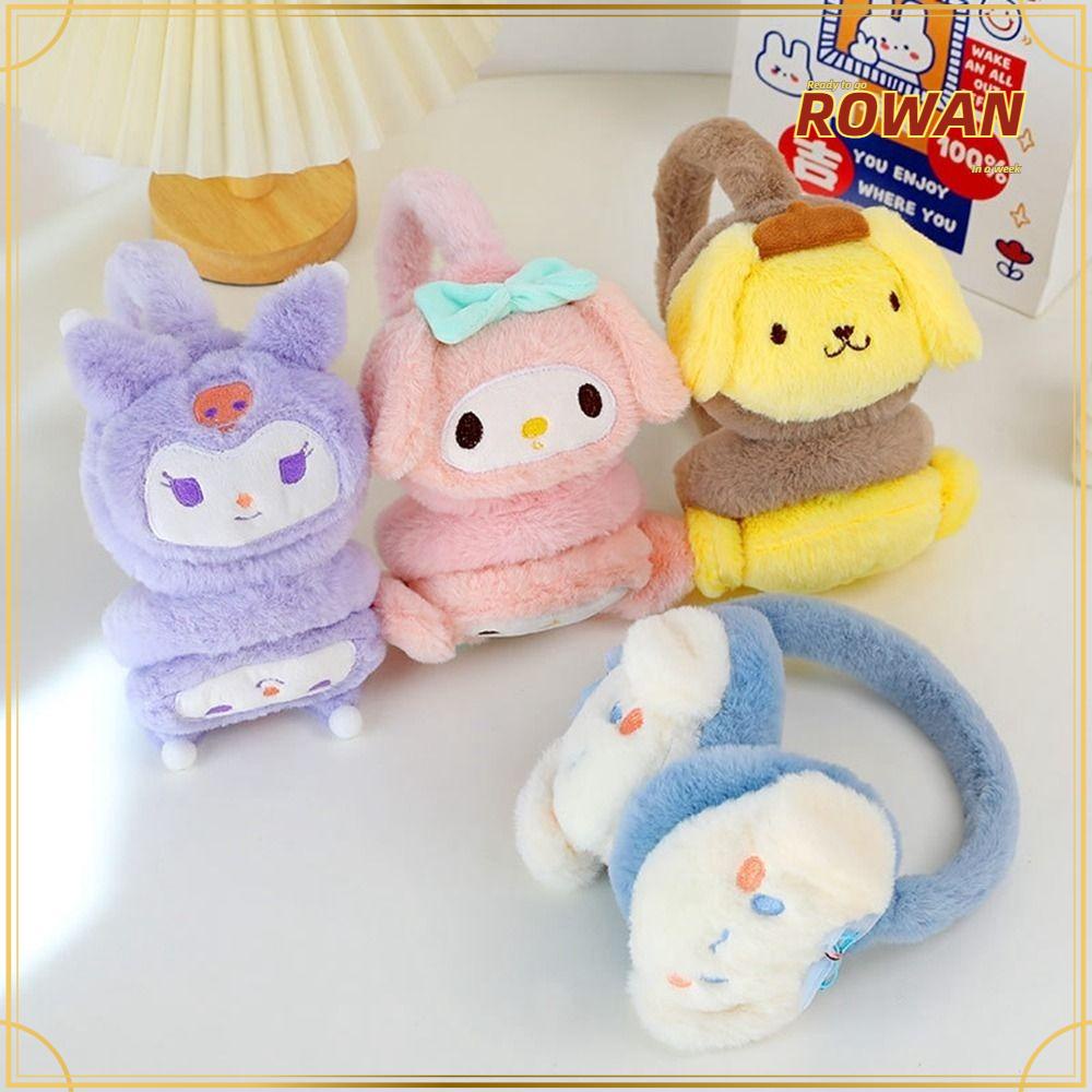 Rowans ที่ปิดหูกันหนาว ผ้ากํามะหยี่ขนนิ่ม ลายการ์ตูน Kuromi Melody แบบหนา กันลม สําหรับผู้หญิง เล่นสกี ขี่จักรยาน