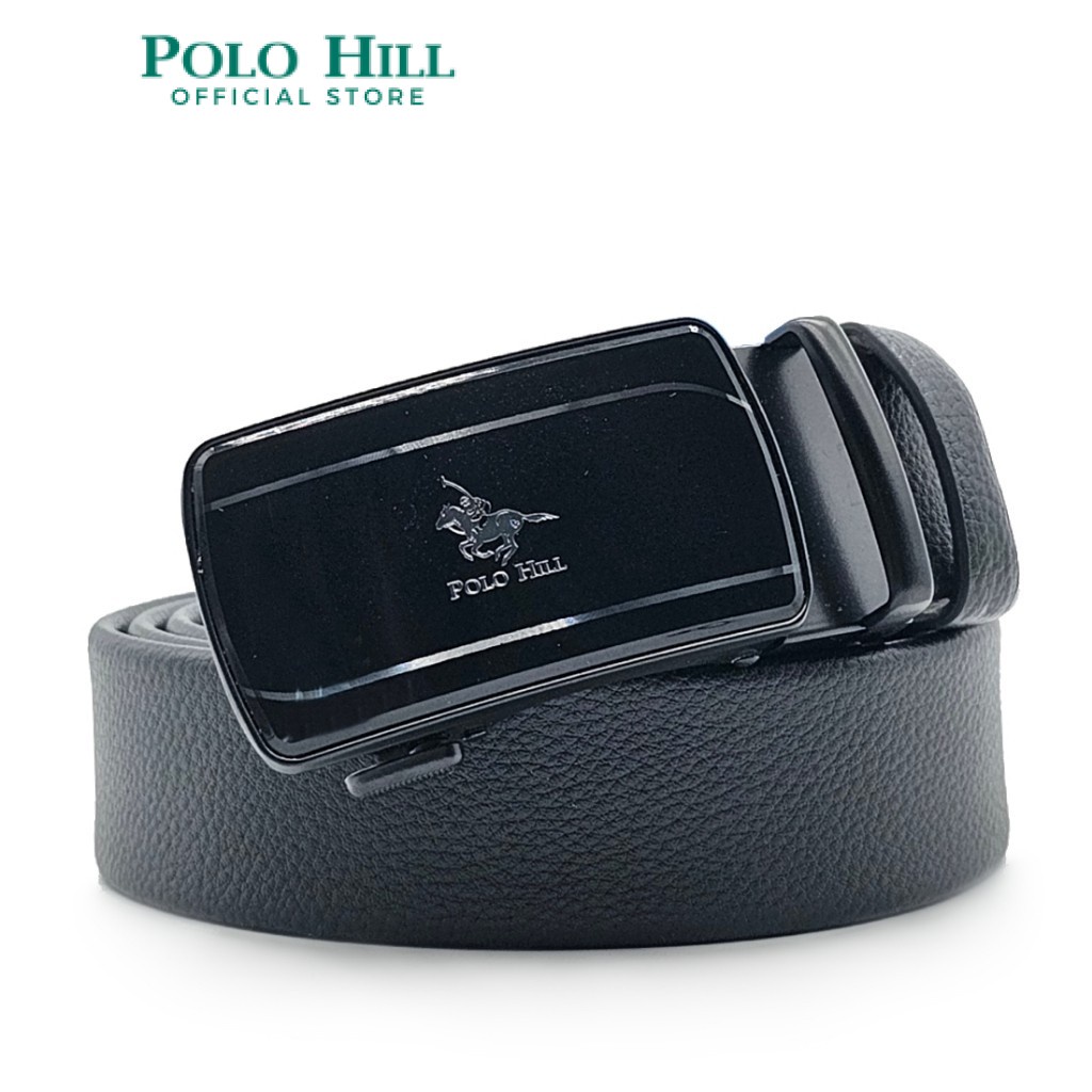 Polo HILL Mens Metal Slider Automatic Buckle 130cm Belt C-PHB-3728 (สีดํา)