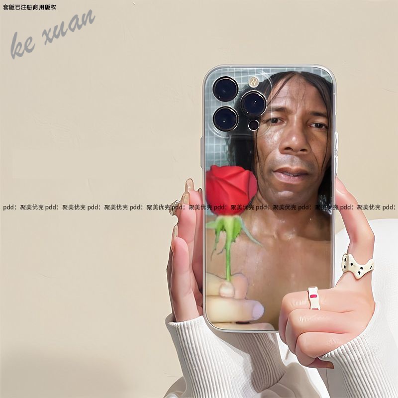 Chouggy Spoof Burst ดอกไม้ Black Man เหมาะสําหรับ iPhone16 11 XR 14ProMax 12 15promax เคสโทรศัพท์ประติมากรรมทราย Spoof ตลกเคสโทรศัพท์ชายหญิงแฟนของขวัญ SEDP