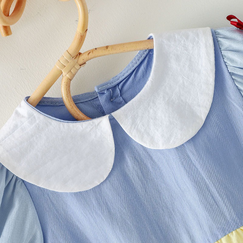 ชุดจั๊มสูทรอมเปอร์ แขนสั้น เนื้อผ้าฝ้าย พร้อมที่คาดผม สีพื้น สําหรับเด็กผู้หญิง อายุ 0-2 ปี - รูปที่ 6