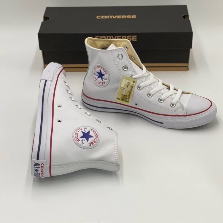 Converse All Star Leather Classic White [สีขาวหนังหุ้มข้อ] สินค้าพร้อมกล่อง มีเก็บปลายทาง รองเท้า n