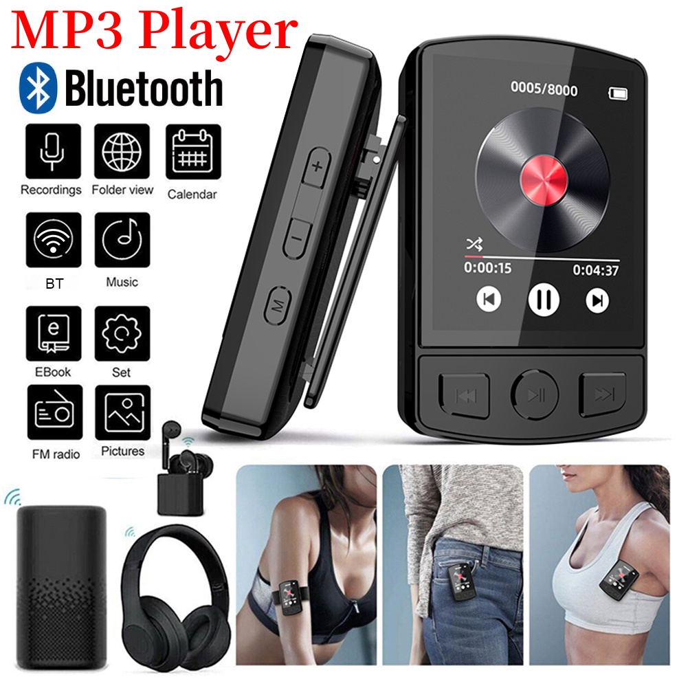 Moyinfang 07 MP3 MP4 เครื่องเล่น Hi-Fi บลูทูธ 5.2 เครื่องเล่นเพลงรองรับ ebook อ่านเสียงวิทยุ FM นาฬิกาคลิปกีฬาแบบพกพา Mini Walkman