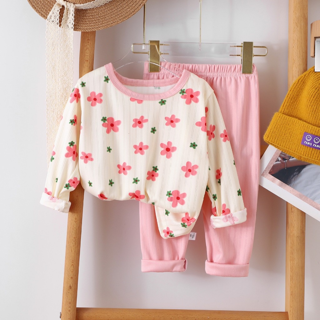 ชุดนอนเด็ก เสื้อผ้าเด็ก ผ้าใยไผ่ เซท 2 ชิ้น เสื้อ+กางเกง ชุดเซ็ท แขนยาวขายาว Size 80-120 cm