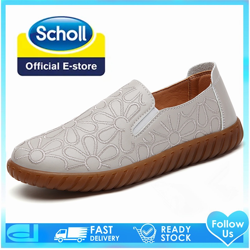 Scholl รองเท้าโลฟเฟอร์ รองเท้าหนังลําลอง ส้นแบน ขนาดใหญ่ สําหรับผู้หญิง ไซซ์ 40 41