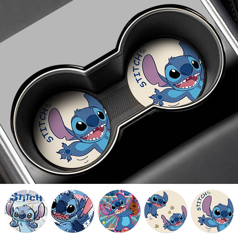Happy Stitch Car Coaster Car Good Product Creative Water Cup Mat Car Interior Ornaments Non-Slip Storage Pad Universal 1PTU