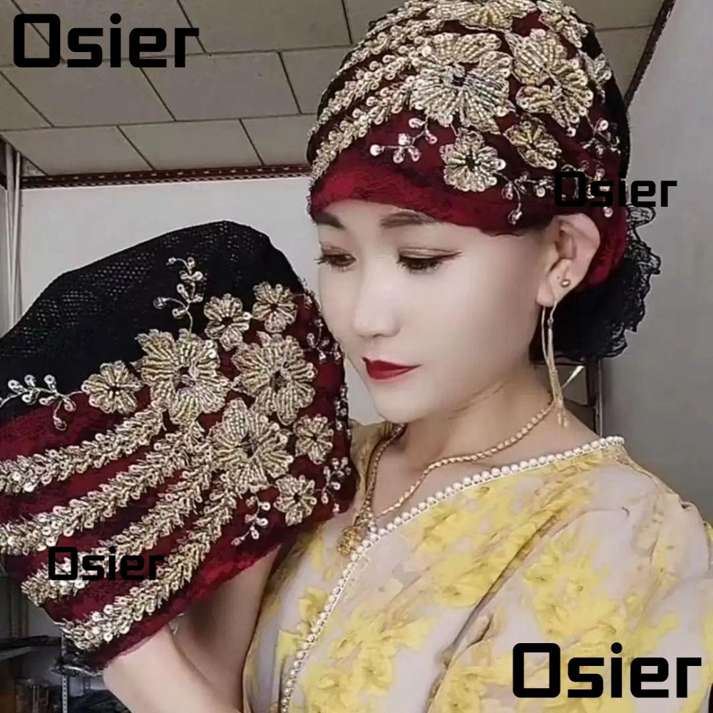 Osier1 ที่คาดผมมุสลิม สีพื้น ลูกไม้ ผ้าคลุมศีรษะมุสลิม หมวกแฟชั่น ที่คาดผมผ้าฝ้าย ผู้หญิง