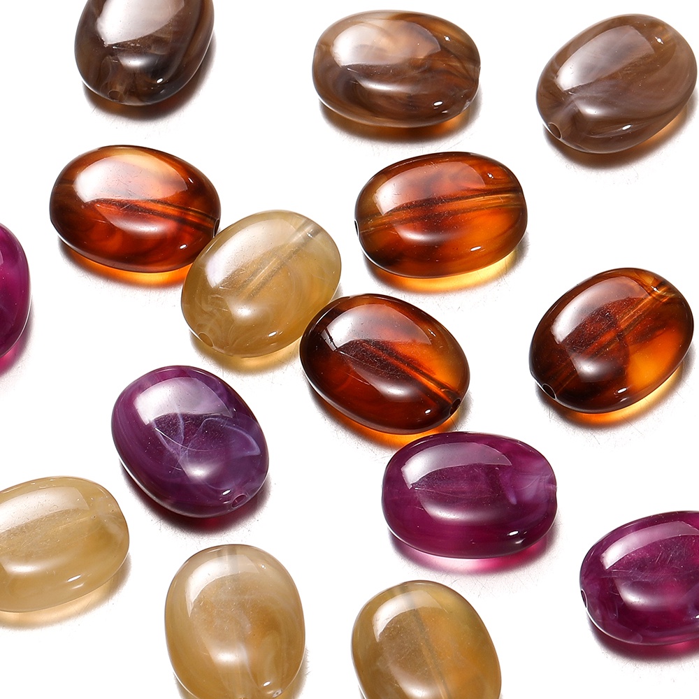 St. kunkka 10 ชิ้นอะคริลิคแบนรูปไข่เลียนแบบลูกปัดหิน Perforated Spacer ลูกปัดสามารถใช้สําหรับ DIY เครื่องประดับทําสร้อยคอสร้อยข้อมือ