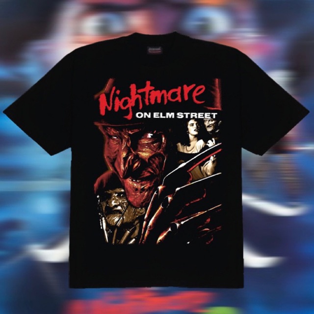 พร้อมส่ง เสื้อยืดคอฟิต รุ่น  Freddy Krueger สีดำ  สไตล์วินเทจ #DTG