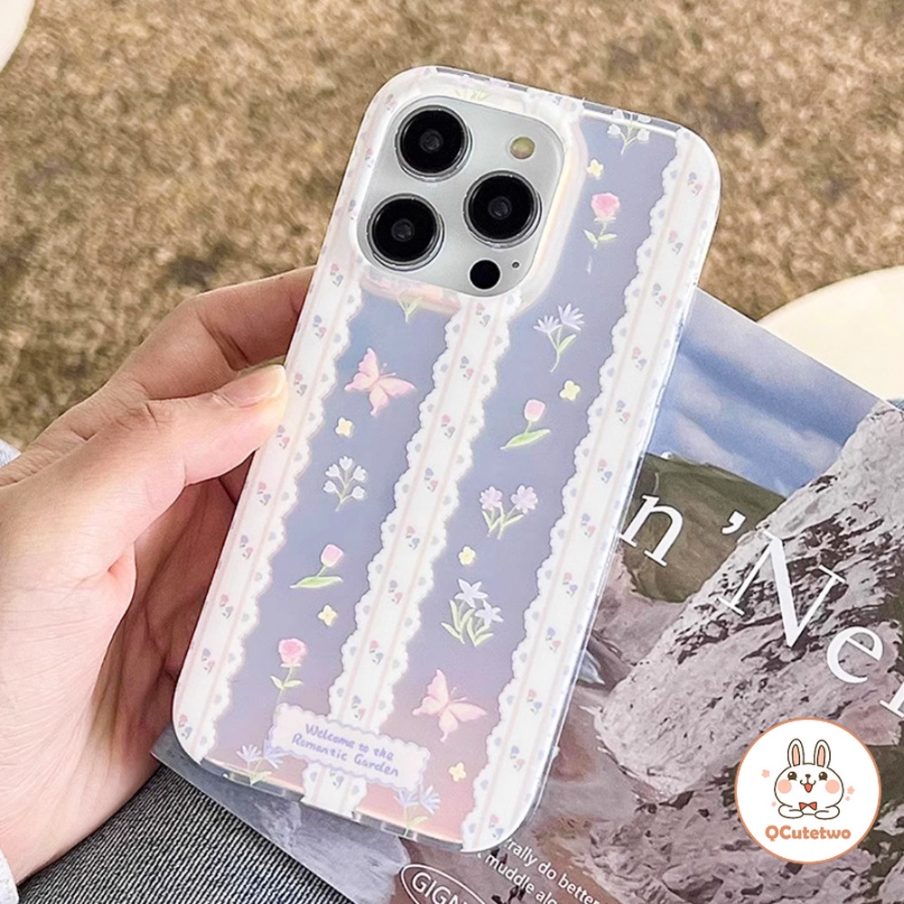 เคสโทรศัพท์มือถือ ป้องกันฝุ่น ลายดอกไม้ ผีเสื้อ สําหรับ IPhone 11 12 13 14 Pro Max 13