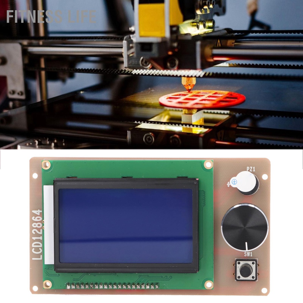 Fitness Life จอแสดงผล LCD หน้าจอ RAMPS1.4 กราฟิกสมาร์ทบอร์ดควบคุมสำหรับ Anet A8 Plus 3D เครื่องพิมพ์